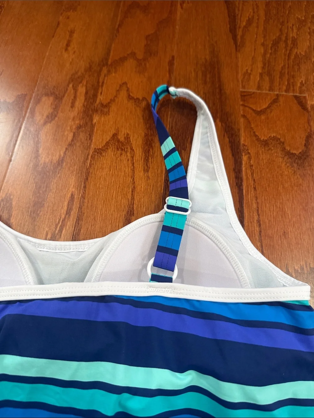 VENUS Blouson Tankini Top Blue Stripe Swim Top Size 10 NWOT